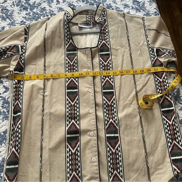 Panhandle Slim Shirt Vintage Western Aztec Brown & Tan Button Up Cotton Size XL - Picture 10 of 11